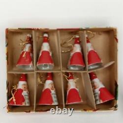 MCM Christmas Santa Claus Bell Ardalt Made In Japan Set Of 8 With Box 1950s