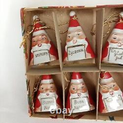 MCM Christmas Santa Claus Bell Ardalt Made In Japan Set Of 8 With Box 1950s