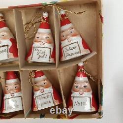 MCM Christmas Santa Claus Bell Ardalt Made In Japan Set Of 8 With Box 1950s