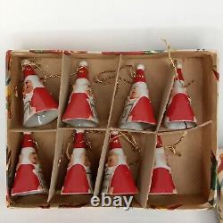 MCM Christmas Santa Claus Bell Ardalt Made In Japan Set Of 8 With Box 1950s