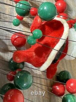 MCM Flocked Santa Floating Atomic Balls Red Green Table Top Mobile Kitschy Decor