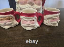 MCM Santa Claus Punch Bowl Set. 8 Cups. Vintage. Christmas