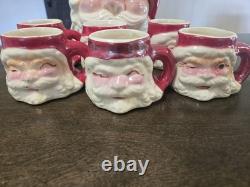 MCM Santa Claus Punch Bowl Set. 8 Cups. Vintage. Christmas