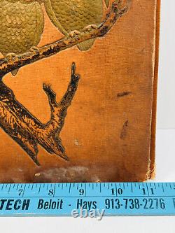 MEGA RARE 1876 Antique Halloween Scrapbook Album Cover Moon Owls Bats WOW