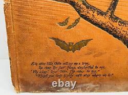 MEGA RARE 1876 Antique Halloween Scrapbook Album Cover Moon Owls Bats WOW