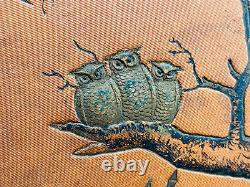 MEGA RARE 1876 Antique Halloween Scrapbook Album Cover Moon Owls Bats WOW