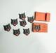 Mint Rare Antique Vintage Halloween Box Set 7 Black Cat Seals Dennison 1920s