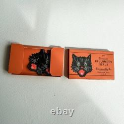 MINT RARE Antique Vintage Halloween Box Set 7 Black Cat Seals Dennison 1920s MINT RARE Antique Vintage Halloween Box Set 7 Black Cat Seals Dennison 1920s