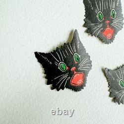 MINT RARE Antique Vintage Halloween Box Set 7 Black Cat Seals Dennison 1920s MINT RARE Antique Vintage Halloween Box Set 7 Black Cat Seals Dennison 1920s