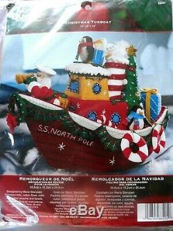 MINT RARE BUCILLA FELT KIT Christmas Tug Boat NIP 86204 2010 S. S North Pole