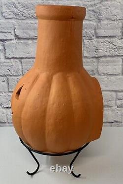 MINT Vintage 20 Terra Cotta Jack-O-Lantern Chimenea Halloween Pumpkin Candle