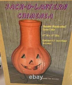 MINT Vintage 20 Terra Cotta Jack-O-Lantern Chimenea Halloween Pumpkin Candle