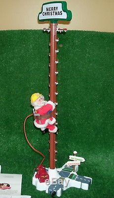 MR CHRISTMAS NORTH POLE POWER LIGHT Animated stepping Santa Lineman 1996 holiday