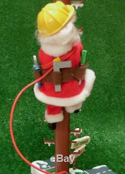 MR CHRISTMAS NORTH POLE POWER LIGHT Animated stepping Santa Lineman 1996 holiday