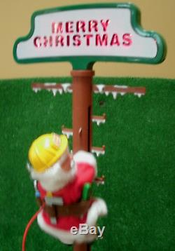 MR CHRISTMAS NORTH POLE POWER LIGHT Animated stepping Santa Lineman 1996 holiday