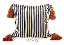 MacKenzie-Childs 18 Courtly Check & Courtly Stripe Cutaway Throw Pillow-Rust