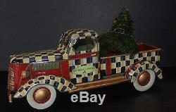 MacKenzie Childs COURTLY CHECK METAL FARM TRUCK WITH CHRISTMAS TREE