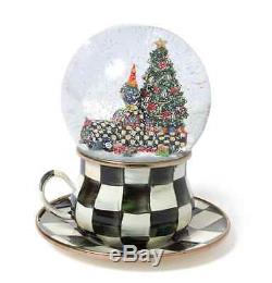 MacKenzie-Childs Snow Globe Christmas Courtly Check Farm Truck-Enamel Cup/Saucer