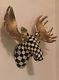 Mackenzie-childs Courtly Check Cheltenham Decorative Wall Hanging Moose Head