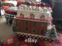 Mackenzie Childs Gumdrop Farmhouse Lighted Christmas Gingerbread House NEW RARE