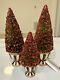 Mackenzie-childs Lot Of 3 Sugarplum Bottle Brush Trees Christmas Decoration Rare