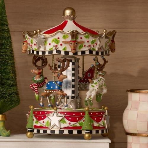 Mackenzie Childs Patience Brewster Dash Away Musical Rotating Carousel New N Box