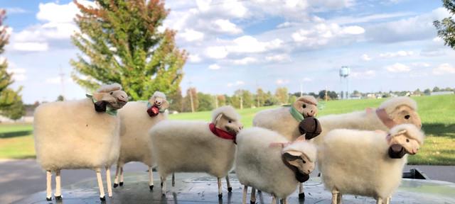 Match Stick Set Of 7 Sheep Handmade Christmas Decoration Wooly Shepherd Pasture