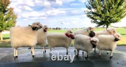 Match Stick Set of 7 Sheep Handmade Christmas Decoration Wooly Shepherd Pasture