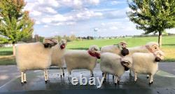 Match Stick Set of 7 Sheep Handmade Christmas Decoration Wooly Shepherd Pasture
