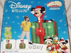 Mickey & Minnie Mouse 6' Animated Lighted Present Christmas Airblown Inflatable