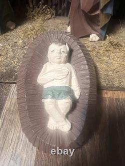 Midwest Imports, Carved Wood 11 Pc Large Nativity Set With Manger Midwest Imports, Carved Wood 11 Pc Large Nativity Set With Manger
