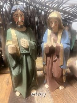 Midwest Imports, Carved Wood 11 Pc Large Nativity Set With Manger Midwest Imports, Carved Wood 11 Pc Large Nativity Set With Manger