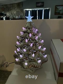 Mr. Christmas 12 Color Changing Morph Nostalgic Metallic Silver Ceramic Tree