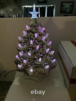Mr. Christmas 12 Color Changing Morph Nostalgic Metallic Silver Ceramic Tree