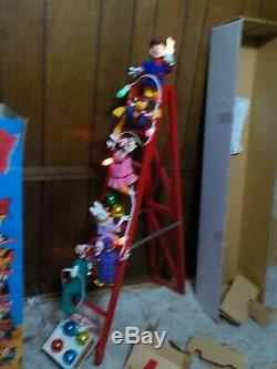 Mr Christmas 1993 Mickey's Tree Trimmers 6 Animated Figures On Ladder WithBox