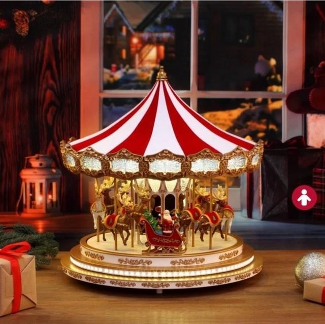 Mr. Christmas 20 Songs! Regal 17? Carousel Table Decor, Santa, Reindeer H19506