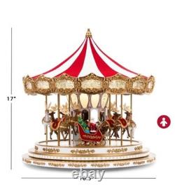 Mr. Christmas 20 Songs! Regal 17? Carousel Table Decor, Santa, Reindeer H19506