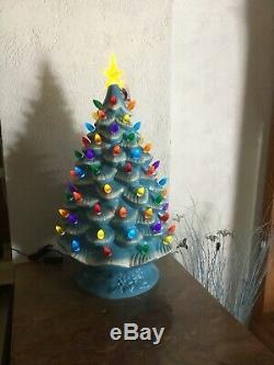 Mr. Christmas 24 BLUE Oversized Plug-In Nostalgic Ceramic Christmas Tree