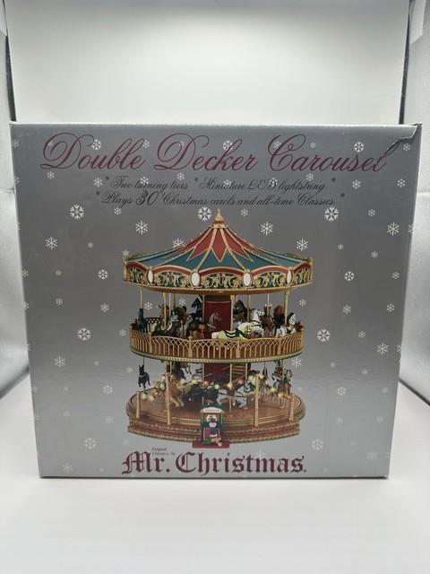 Mr. Christmas Animated Double Decker Carousel Music Light Up Spins 30 Songs +box