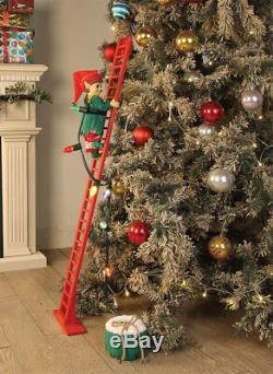 Mr. Christmas Animated Musical Climbing Santas Helper Elf on Ladder Tree Decor