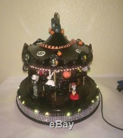 Mr. Christmas Black Halloween Carousel CUSTOM NIGHTMARE BEFORE CHRISTMAS withligh