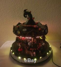 Mr. Christmas Black Halloween Carousel CUSTOM NIGHTMARE BEFORE CHRISTMAS withligh