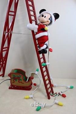 Mr Christmas Collectibles STEPPING MICKEY MOUSE Sleigh & Ladder Plays 12 Carols