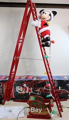 Mr Christmas Collectibles STEPPING MICKEY MOUSE Sleigh & Ladder Plays 12 Carols