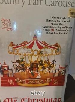 Mr. Christmas Country Fair Carousel Llights Up & Plays 30 Songs GREAT