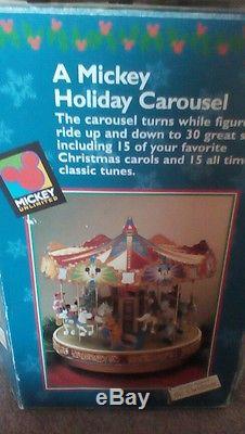 Mr. Christmas Disney Mickey Holiday Musical Lighted Carousel Animated TESTED box