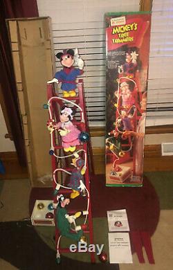 Mr. Christmas Disney Mickey Tree Trimmers Characters On Ladder Vintage Rare