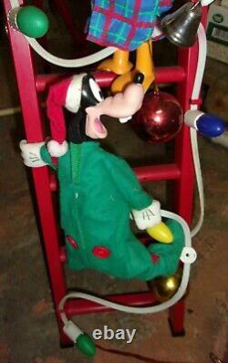 Mr Christmas Disney Mickey Tree Trimmers Characters On Ladder Vintage Rare Works