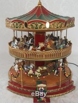 Mr. Christmas Double Decker Carousel Nottingham Fair Marry Go-round Lights Music