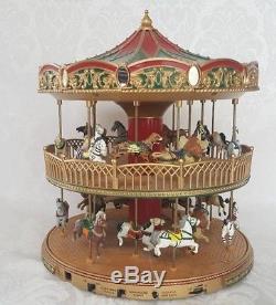 Mr. Christmas Double Decker Carousel Nottingham Fair Marry Go-round Lights Music